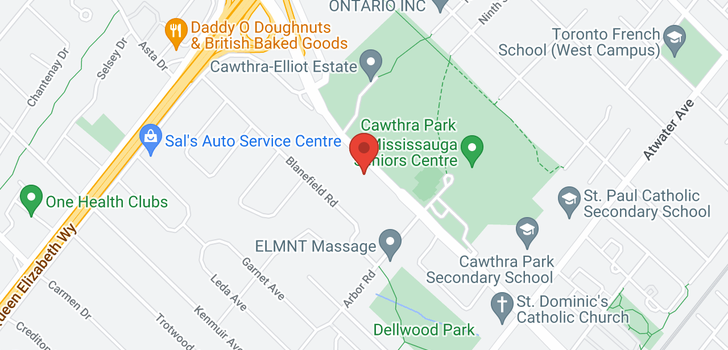 map of 1458 CAWTHRA RD